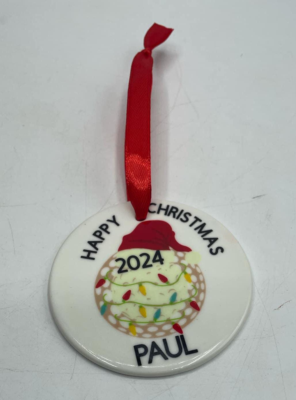 Personalised Ceramic Golf Bauble, Personalised Golf Ornament, Christmas Gift For Golfer, Personalised Gift for Golf Player, Golf Christmas