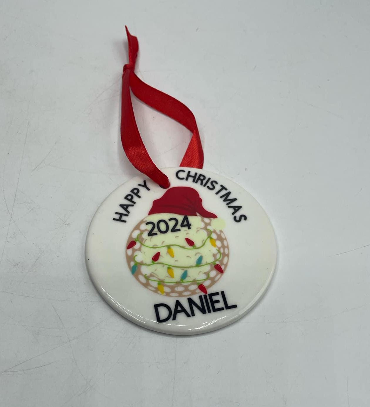 Personalised Ceramic Golf Bauble, Personalised Golf Ornament, Christmas Gift For Golfer, Personalised Gift for Golf Player, Golf Christmas