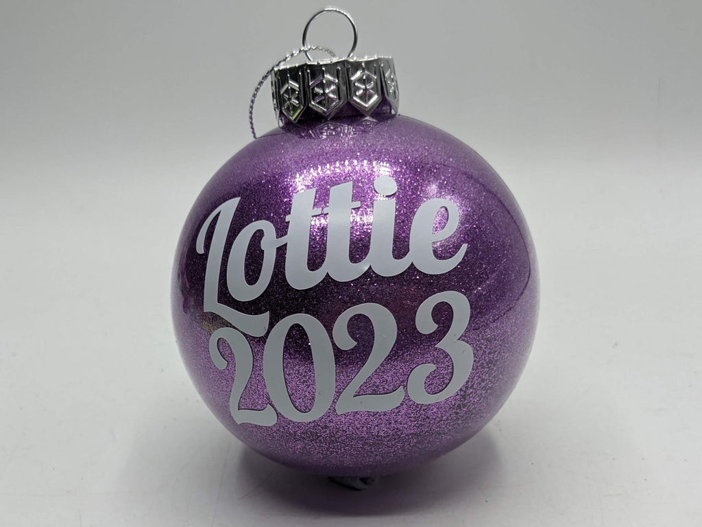 Personalised Glitter Bauble, Name & Date Bauble, Personalised Bauble, Tree Personalised Decor, Personalised Christmas Gift, First Christmas