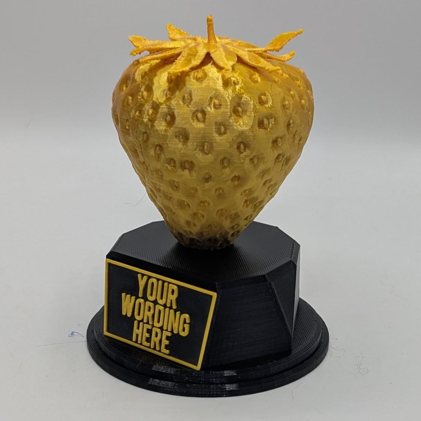 Personalised Strawberry Trophy, Strawberry Fun Trophy, Strawberry Award, Strawberry Lover Gift, Custom Trophy Gift, Strawberry Office Trophy