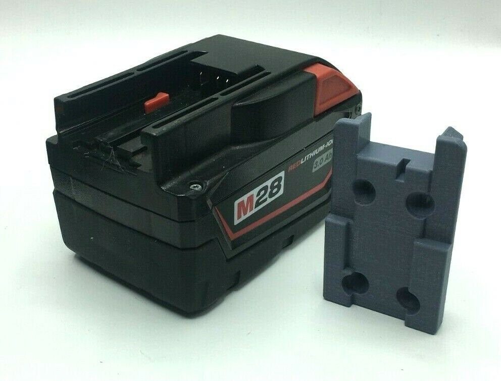 Battery Wall Mini Mount for Milwaukee M28 28v Drill / Powertool Battery Storage / Mini Mount for Milwaukee M28 28v Battery / Tool Mounts