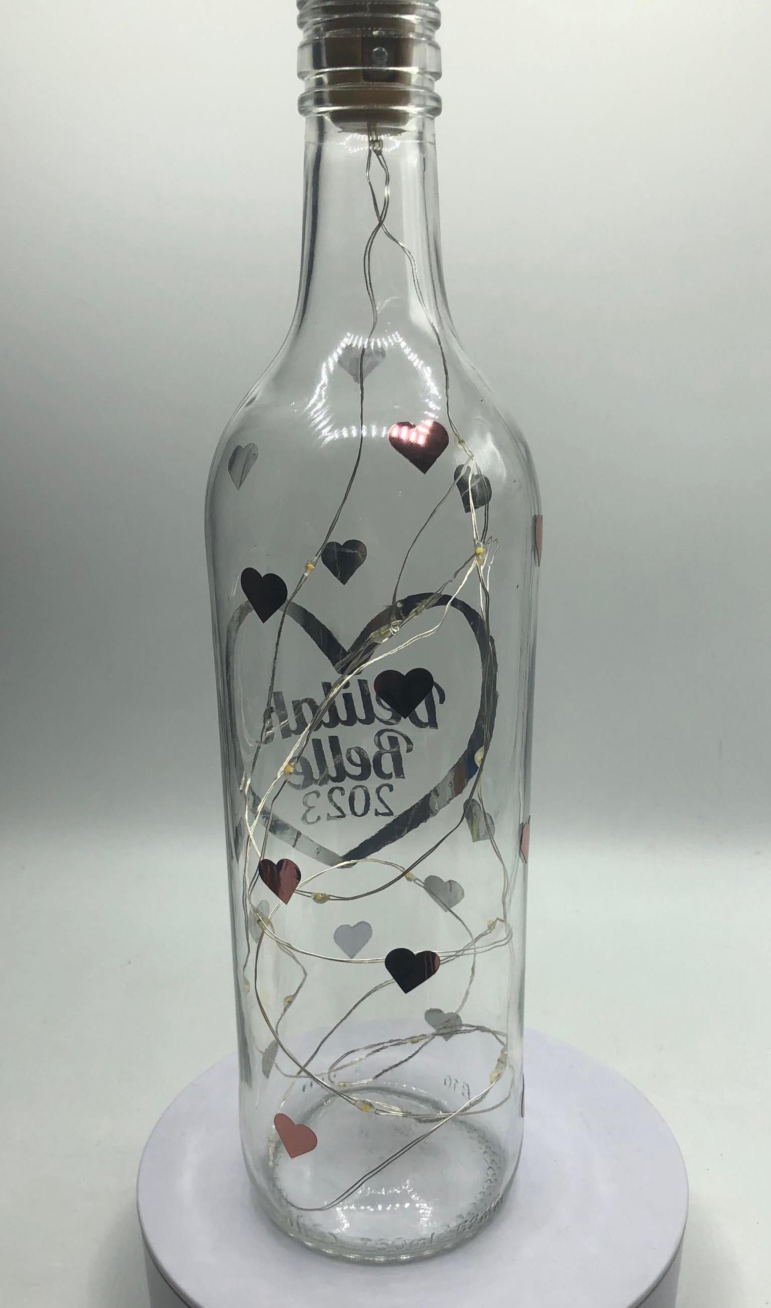 Personalised Birthday Gift, Birthday Light Up Bottle, Birthday Keepsake Gift, New Baby Gift, Christening Gift, Friend Birthday Hearts Gift