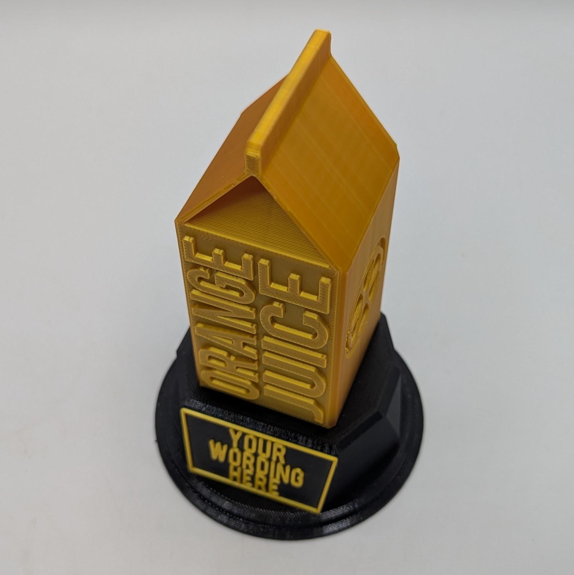 Personalised Orange Juice Trophy, Custom Trophy Gift, Orange Juice Lover Trophy, Orange Juice Award, Orange Juice Carton Gift, Orange Juice