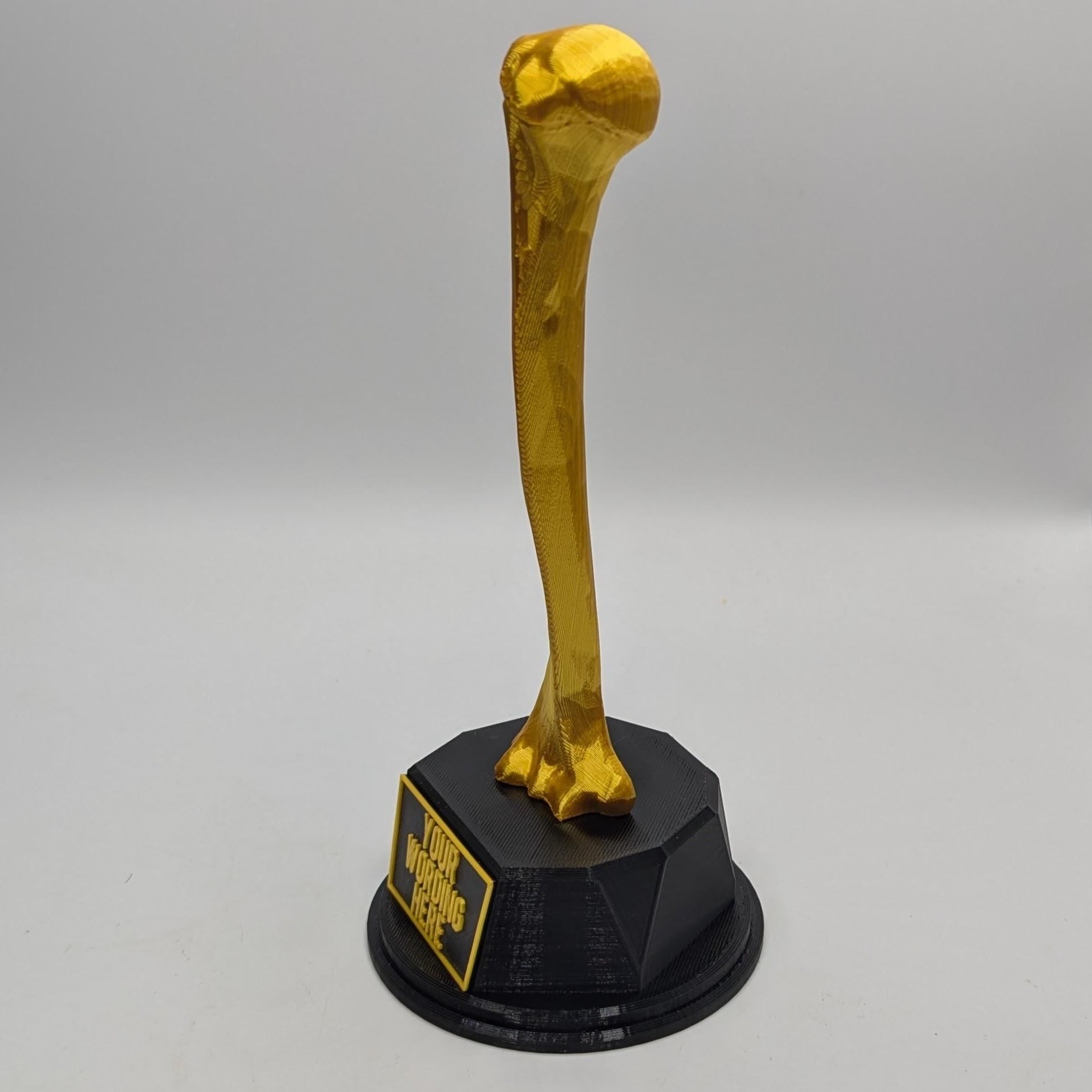 Personalised Humerus Bone Trophy, Humerus Bone Award Trophy, Bone Award Trophy, Custom Trophy Gift, Doctor Trophy Award, Skeleton Award