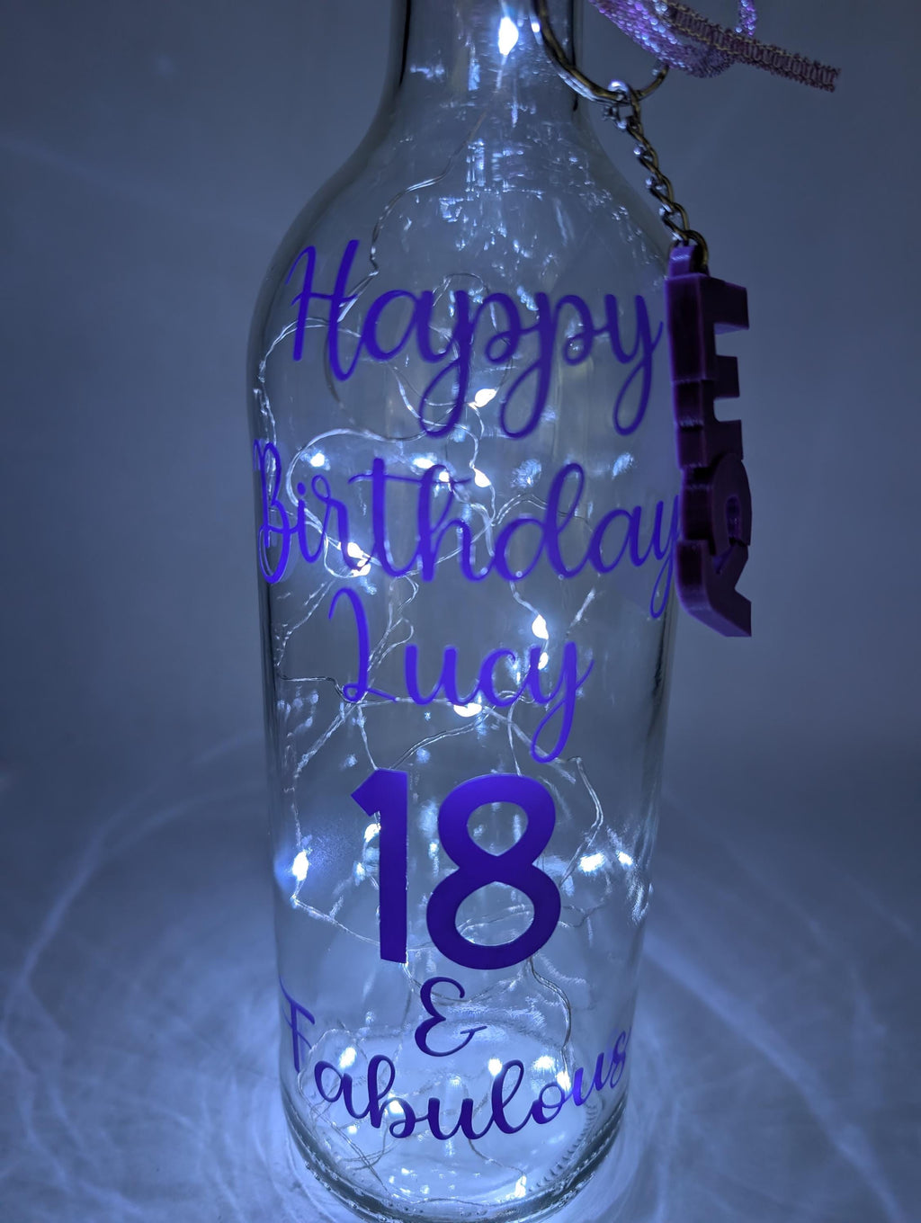 Personalised Light up Bottle, Milestone Birthday, 18th Birthday, 21st Birthday, 30th Birthday, 40th Birthday, 50th Birthday, Gift For Her