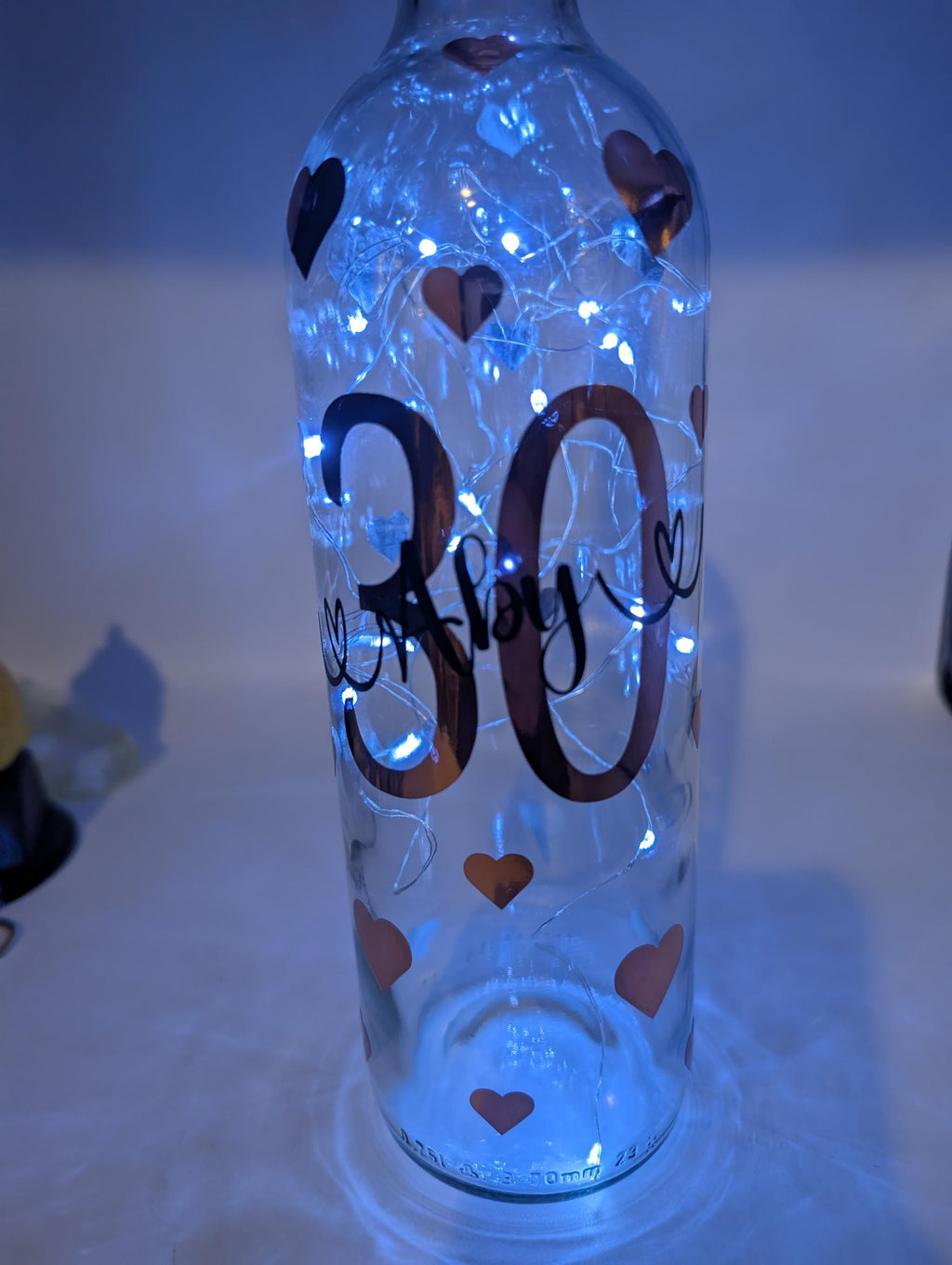 Personalised 30th Light Up Bottle, Milestone Birthday, Special Birthday Gift, 30th Birthday Keepsake, Special 30th Present, Custom Age &amp; Name A Beautiful keepsake for a Special Birthday