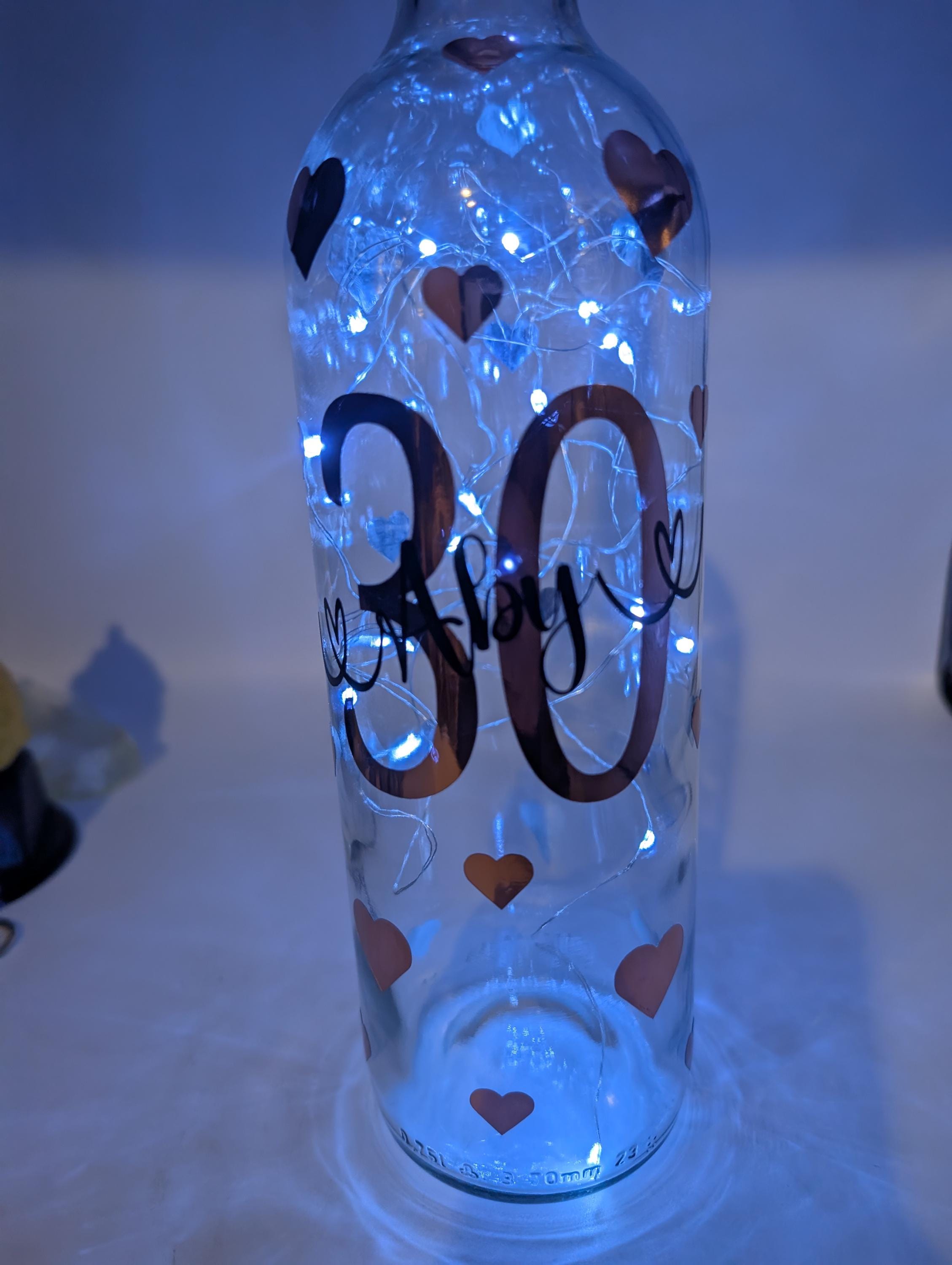 Personalised 30th Light Up Bottle, Milestone Birthday, Special Birthday Gift, 30th Birthday Keepsake, Special 30th Present, Custom Age &amp; Name A Beautiful keepsake for a Special Birthday