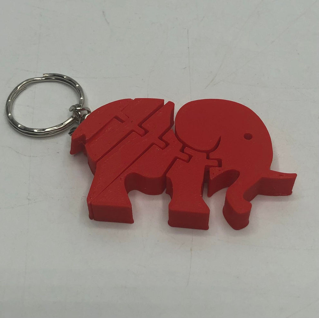 Flexible Elephant Keyring, Pink Elephant, Sensory Elephant, Articulated Elephant, Elephant Moving Keyring, Under 5 Pound Gift, Elephant Tag