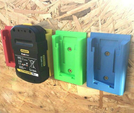 Wall Mount for Stanley Fatmax 18v Batteries / Wall or Undershelf + Colour Choice / Stanley Famax 18v Battery Wall Mount / Battery Holder