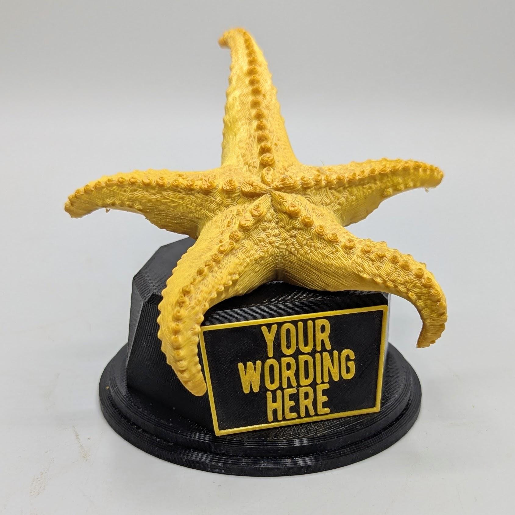 Personalised Starfish Trophy, Starfish Award Gift, Starfish Joke Gift, Custom Trophy Award, Starfish Shaped Gift, Chocolate Starfish Award