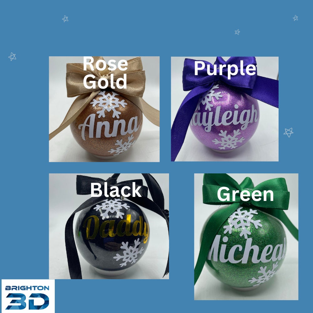 Personalised Glitter Snowflake Bauble, Glitter Christmas Bauble, Personalised Bauble, Christmas Decoration, Glitter Ribbon Bauble, Bauble