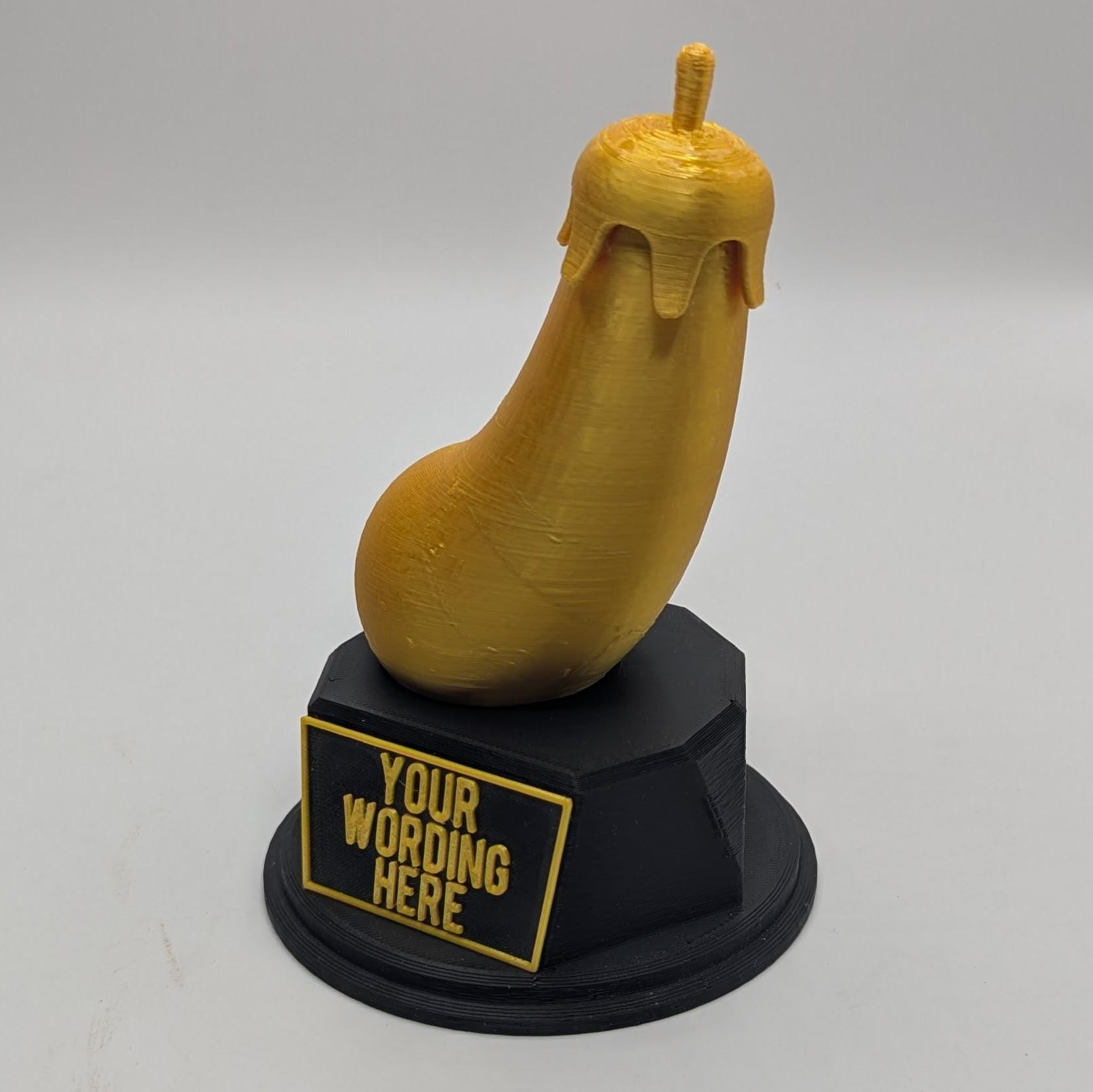 Personalised Aubergine Trophy, Aubergine Shape Gift, Aubergine Award, Egg Plant Trophy, Joke Penis Award, Egg Plant Award, Custom Trophy