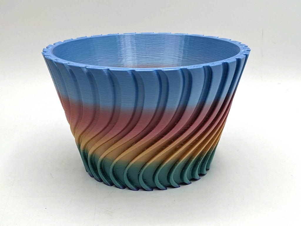 Modern Twisted Plant Pot, Multicoloured Geometric Planter, 3D Printed