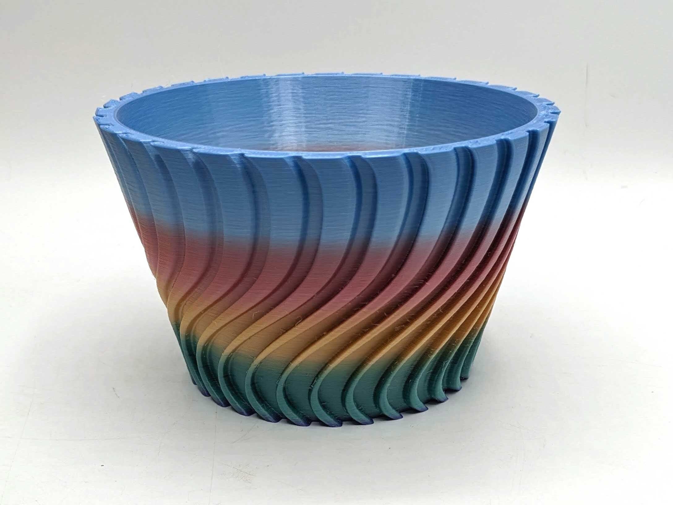 Modern Twisted Plant Pot, Multicoloured Geometric Planter, 3D Printed