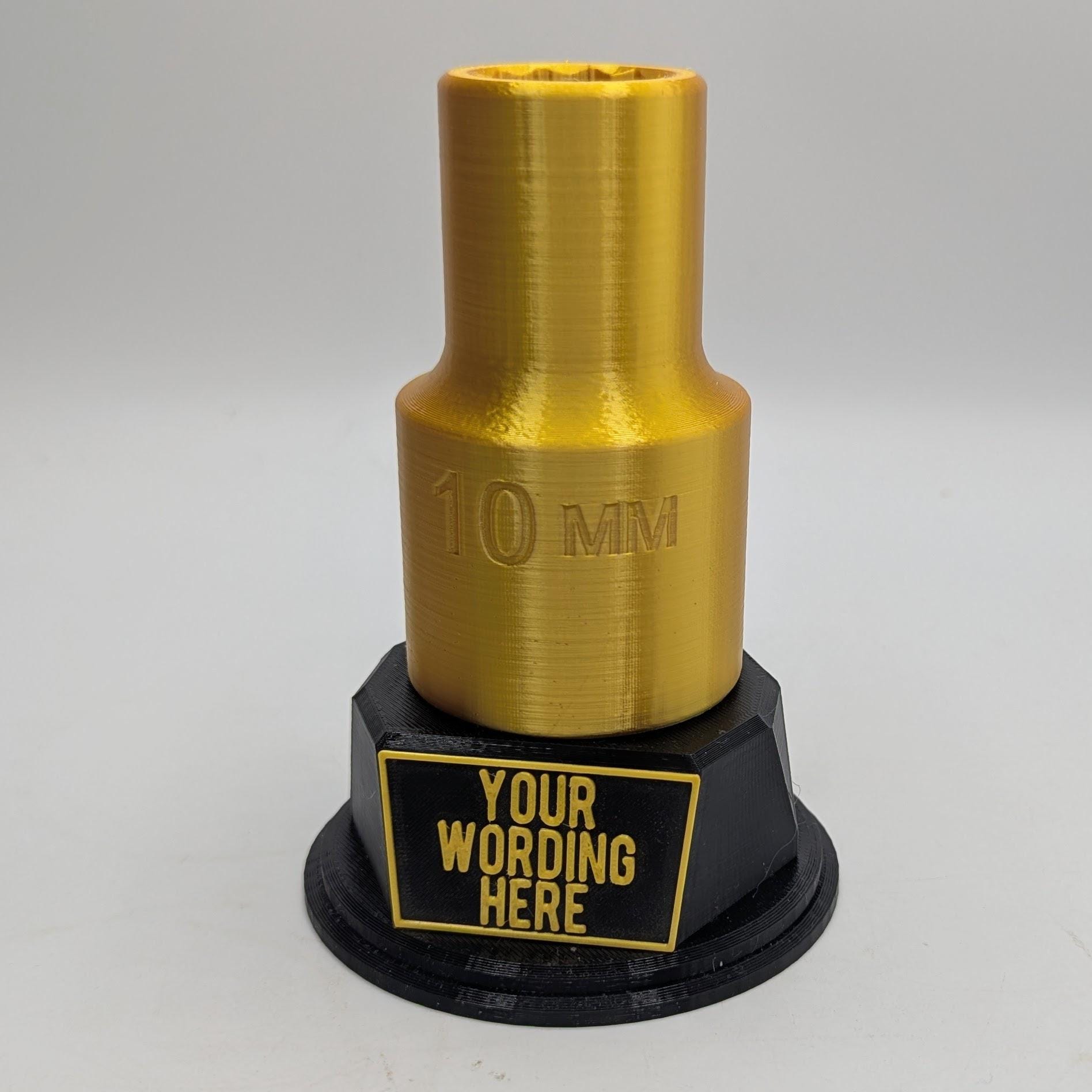 Personalised Socket Trophy, 10mm Socket Gift, Tool Award Trophy, Builder Gift, Custom Award, Mechanic Trophy, Engineer Trophy, Mechanic Gift