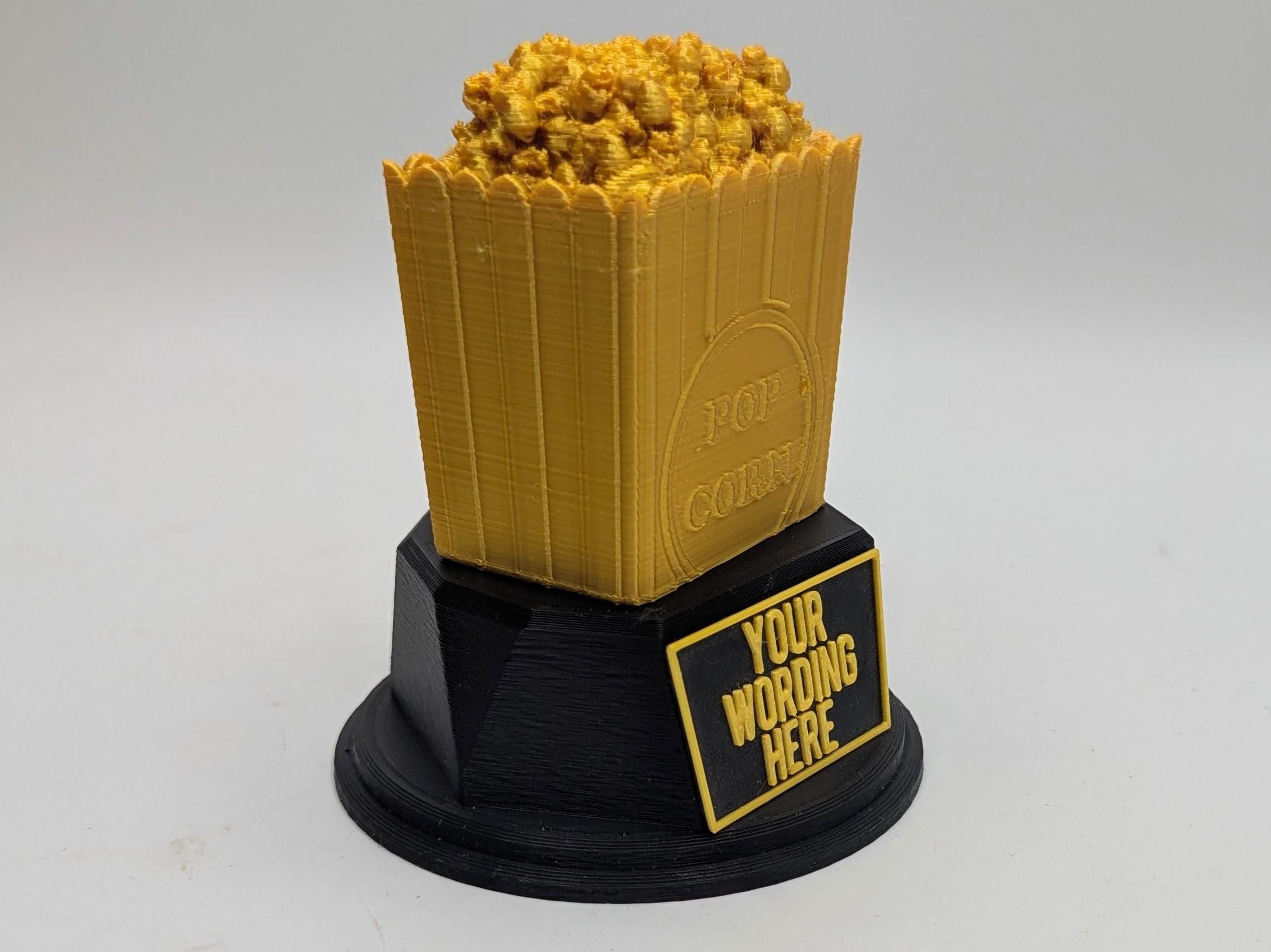 Personalised Popcorn Trophy, Cinema Trophy, Popcorn Lover Gift, Film Lover Award, Popcorn Award Trophy, Custom Popcorn Trophy, Popcorn Shape
