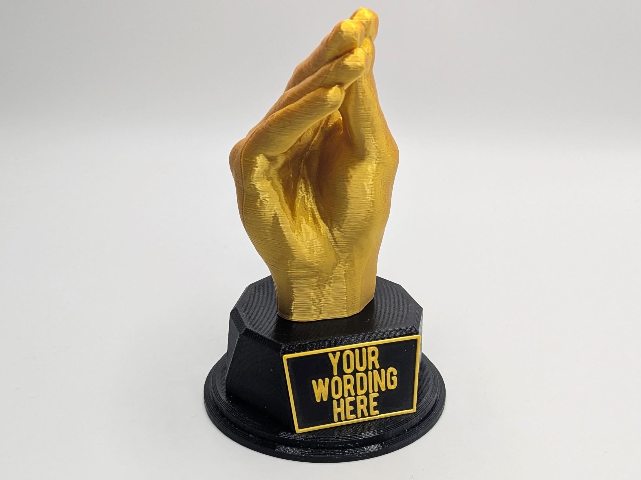 Personalised Italian Hand Gesture Trophy, Hand Gesture Trophy, Custom Trophy, Golden Award, Hand Gesture Award, Funny Trophy, Office Trophy
