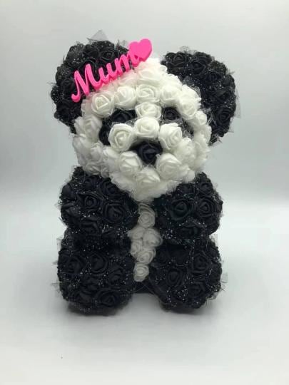 Personalized Handmade Rose Flower Bear, Anniversary Gift
