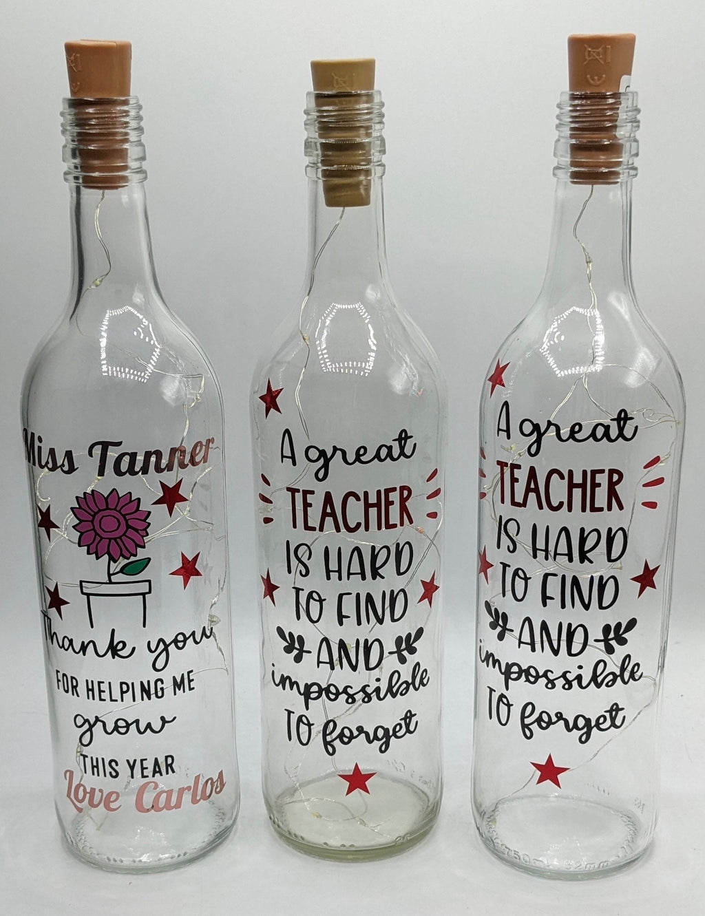 Thank you Teacher Gift, Teacher Light Up Bottle, End of Year Gift for Teacher, Leaving Gift for Teacher, A Great Teacher is Hard to Find