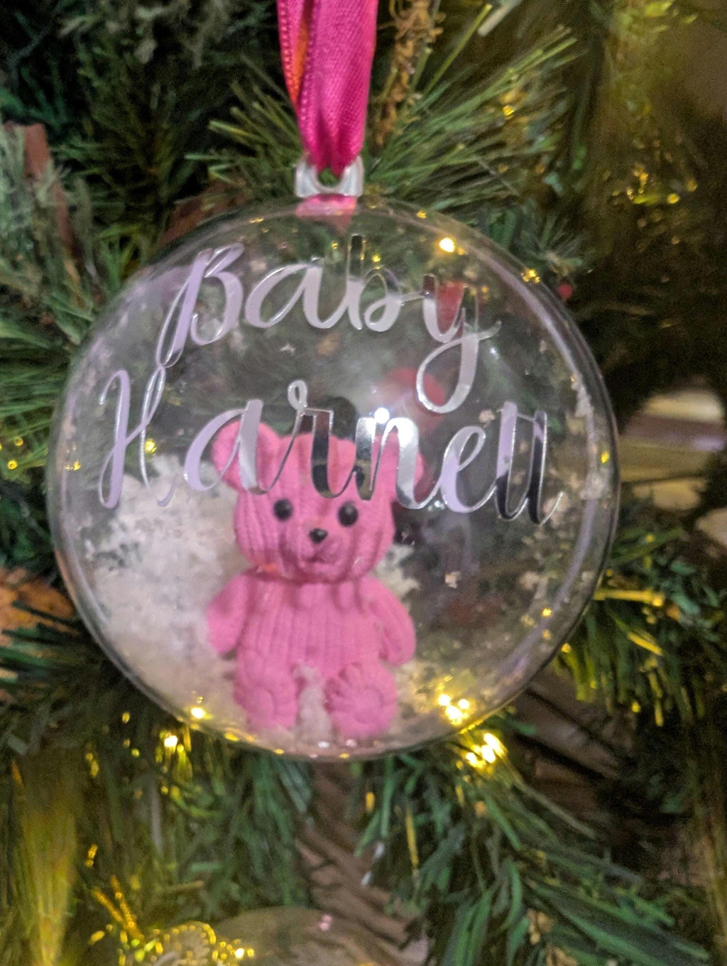 Personalised Bear Bauble, 1st Christmas Bauble, Personalised Decoration, Baby First Christmas Gift, Bear Christmas Bauble, Bear Bauble Gift