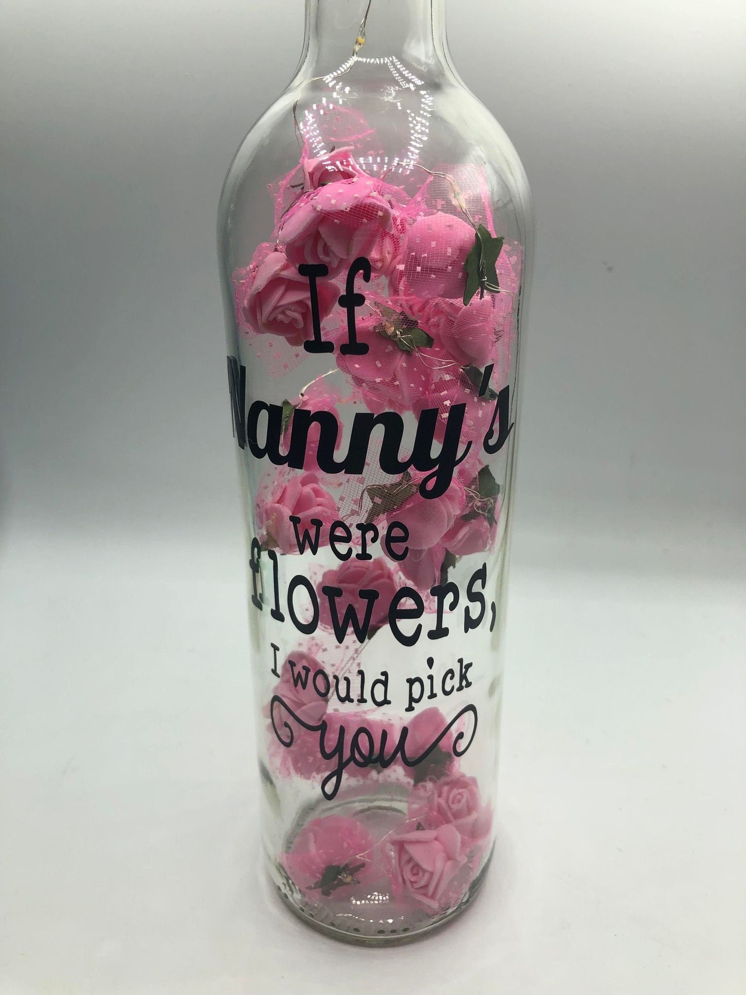 Nanny Roses Light Up Bottle, Gift for Nan for Mothers Day, Gift for Nan Birthday, If Nanny's Were Flowers Gift, Nan Christmas Gift, Best Nan