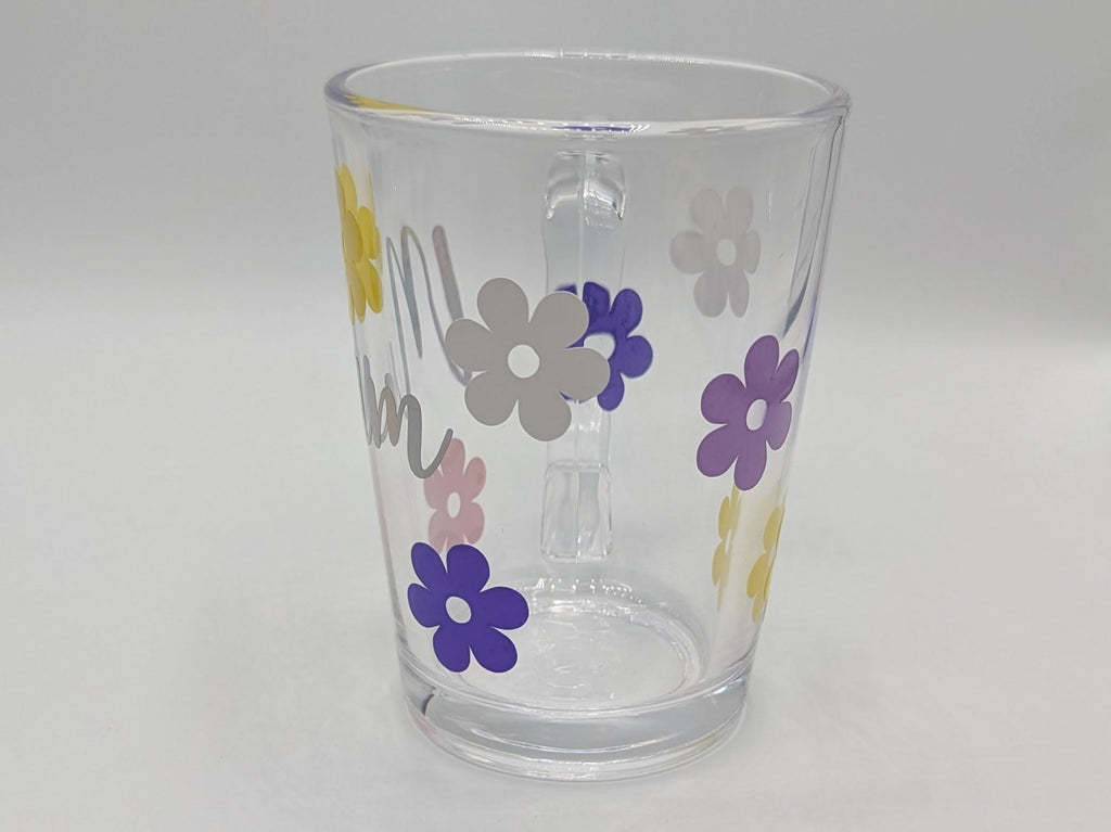 Personalised Flower Glass, Flower Glass Coaster, Gift for her, Mother's Day Gift, Gin Flower Glass, Prosecco Flower Glass, Flower Gift Mug