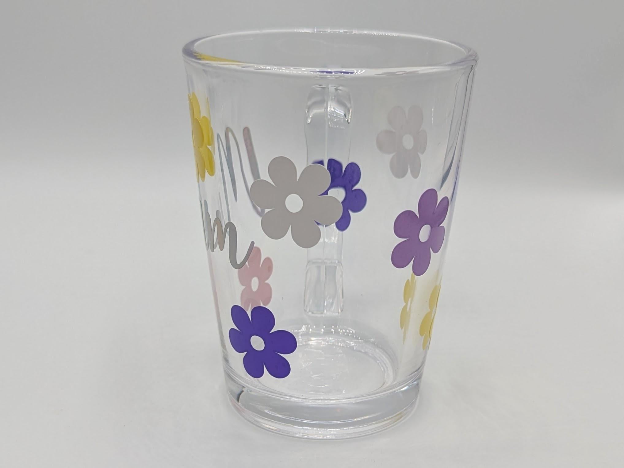 Personalised Flower Glass, Flower Glass Coaster, Gift for her, Mother's Day Gift, Gin Flower Glass, Prosecco Flower Glass, Flower Gift Mug