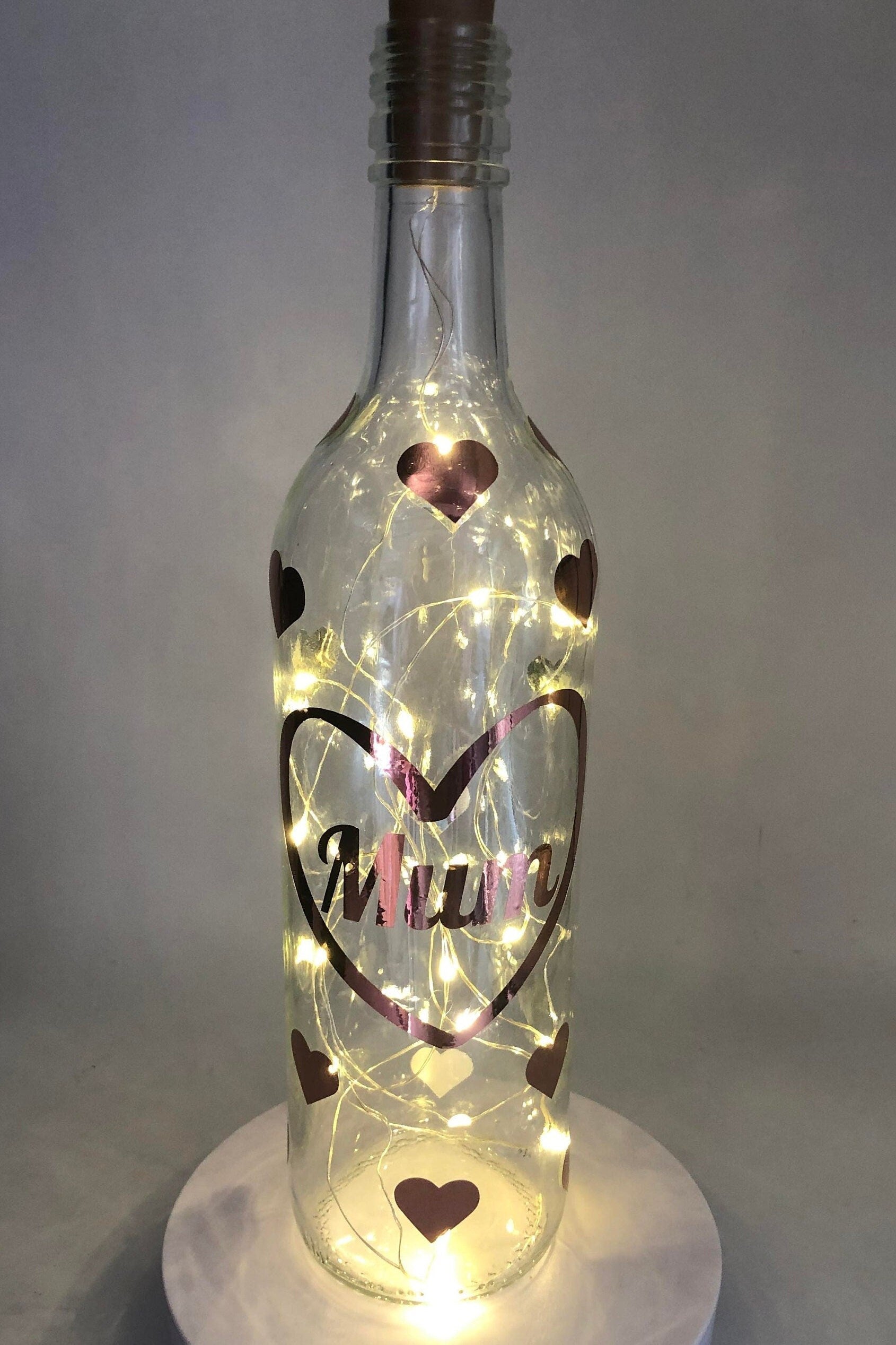 Mum Light Up Bottle, Mothers Day Gift, Gift for Mum's Birthday, Mum Christmas Gift, Mum Special Gift, Mum Heart Keepsake, Best Mum Gift