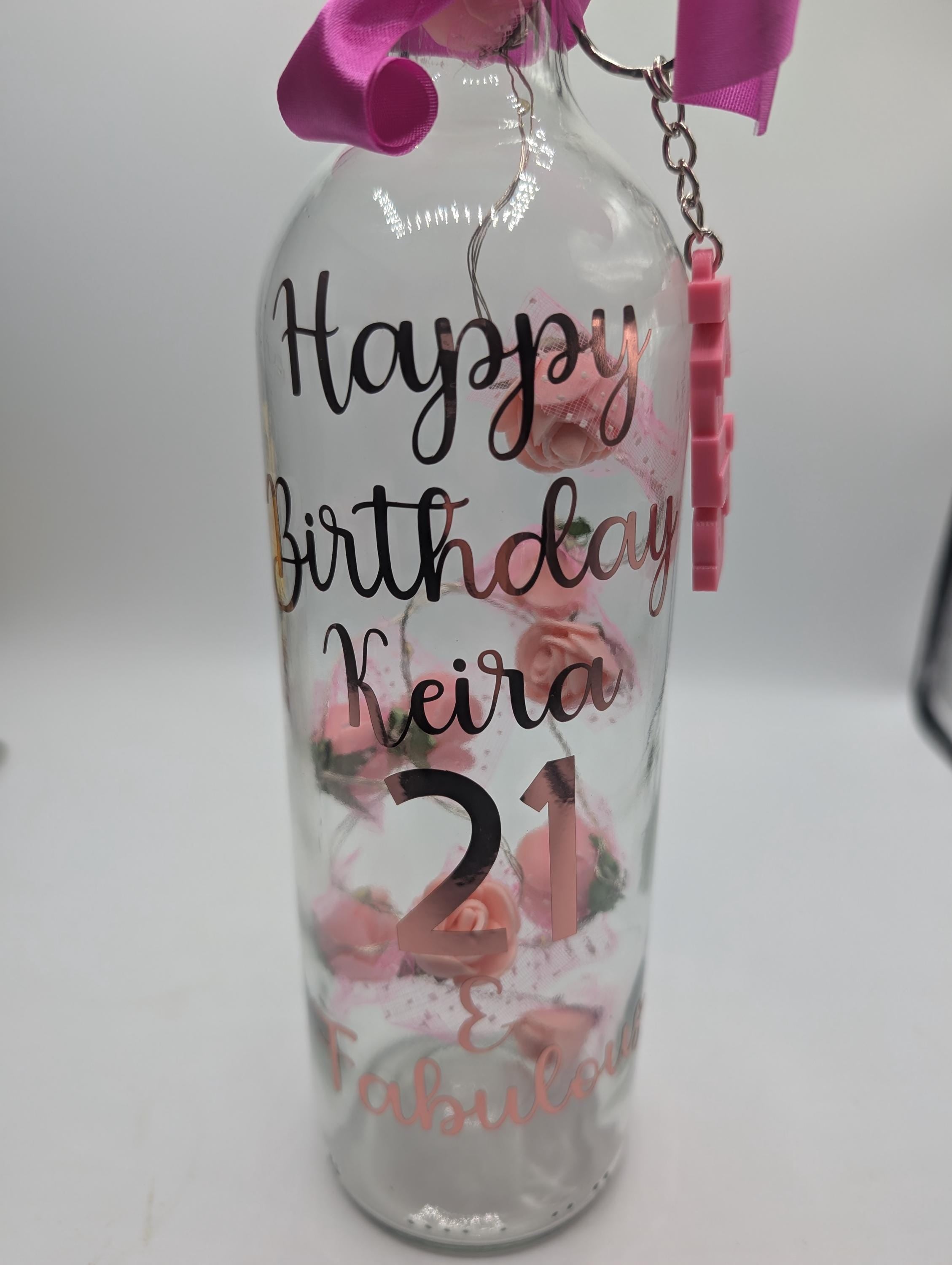 Personalised Light up Bottle, 21st Birthday For Her, Special 21st Gift, Milestone Birthday, 21 Birthday Present, Personalised Birthday Gift