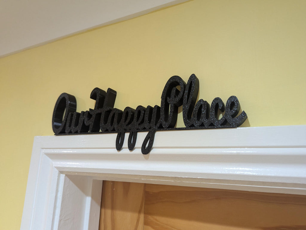 Our Happy Place Door Sign, Plaque for Home, Custom Door Sign, Door Topper, Happy Place Label Sign, Above Door Sign, Our Happy Place Home