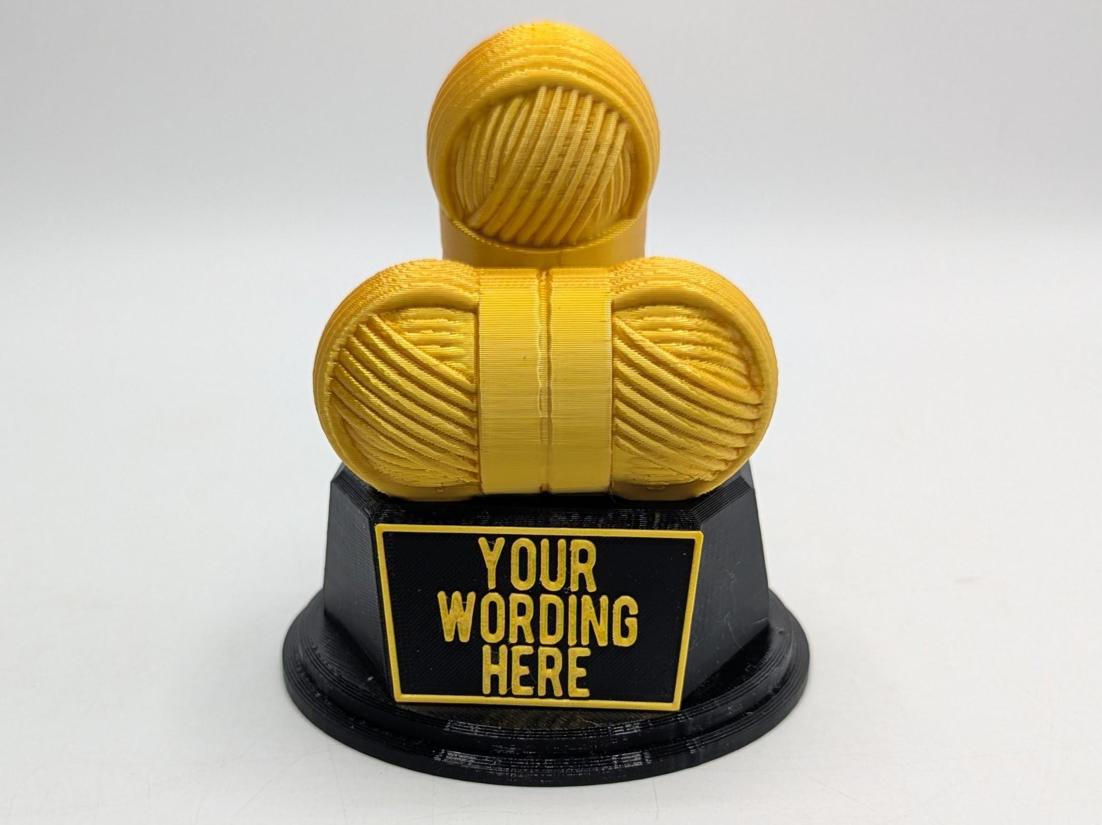 Personalised Knitting Trophy, Personalised Crochet Trophy, Best Knitter Award, Best Crocheter, Custom Wool/Yarn Trophy, Crochet/Knitter Gift