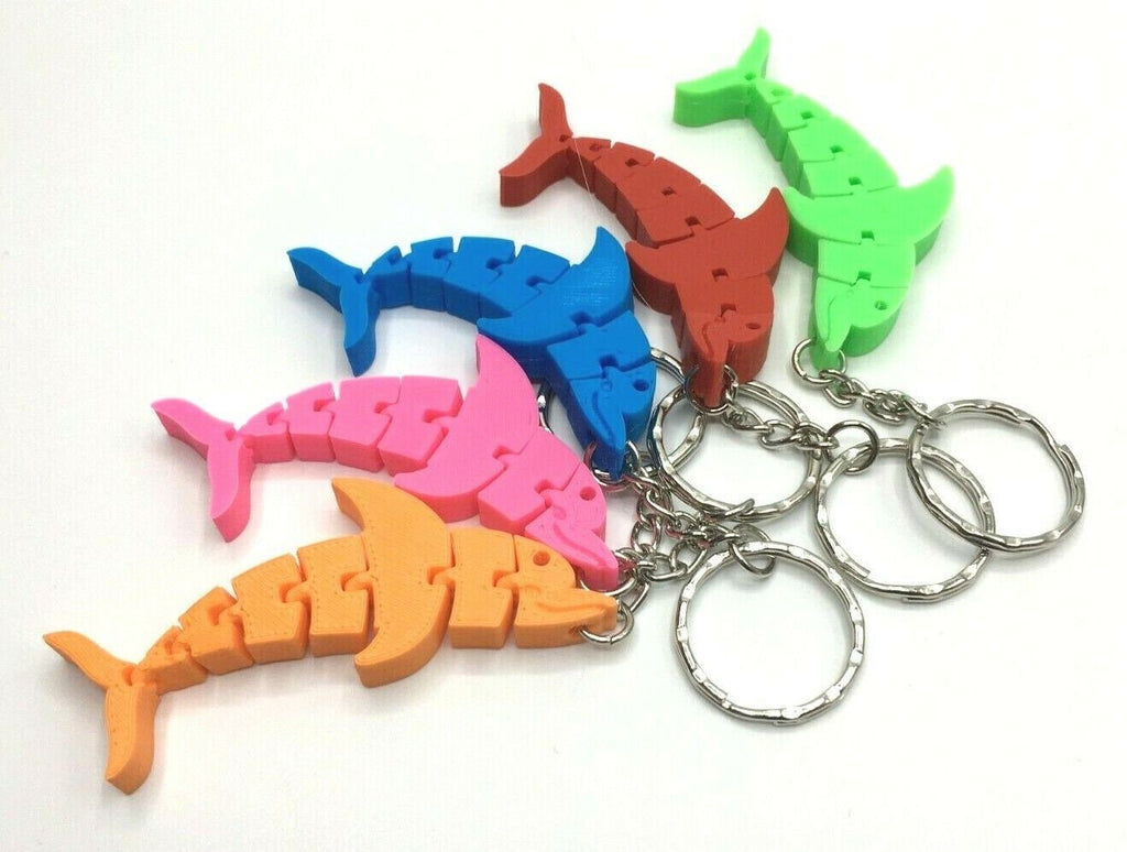 Flexible Dolphin Keyring, Dolphin Shaped Keyring, Articulated Dolphin, Flexible Bendy Dolphin Bag Tag, Sealife Keyring, Under 5 Pound Gift