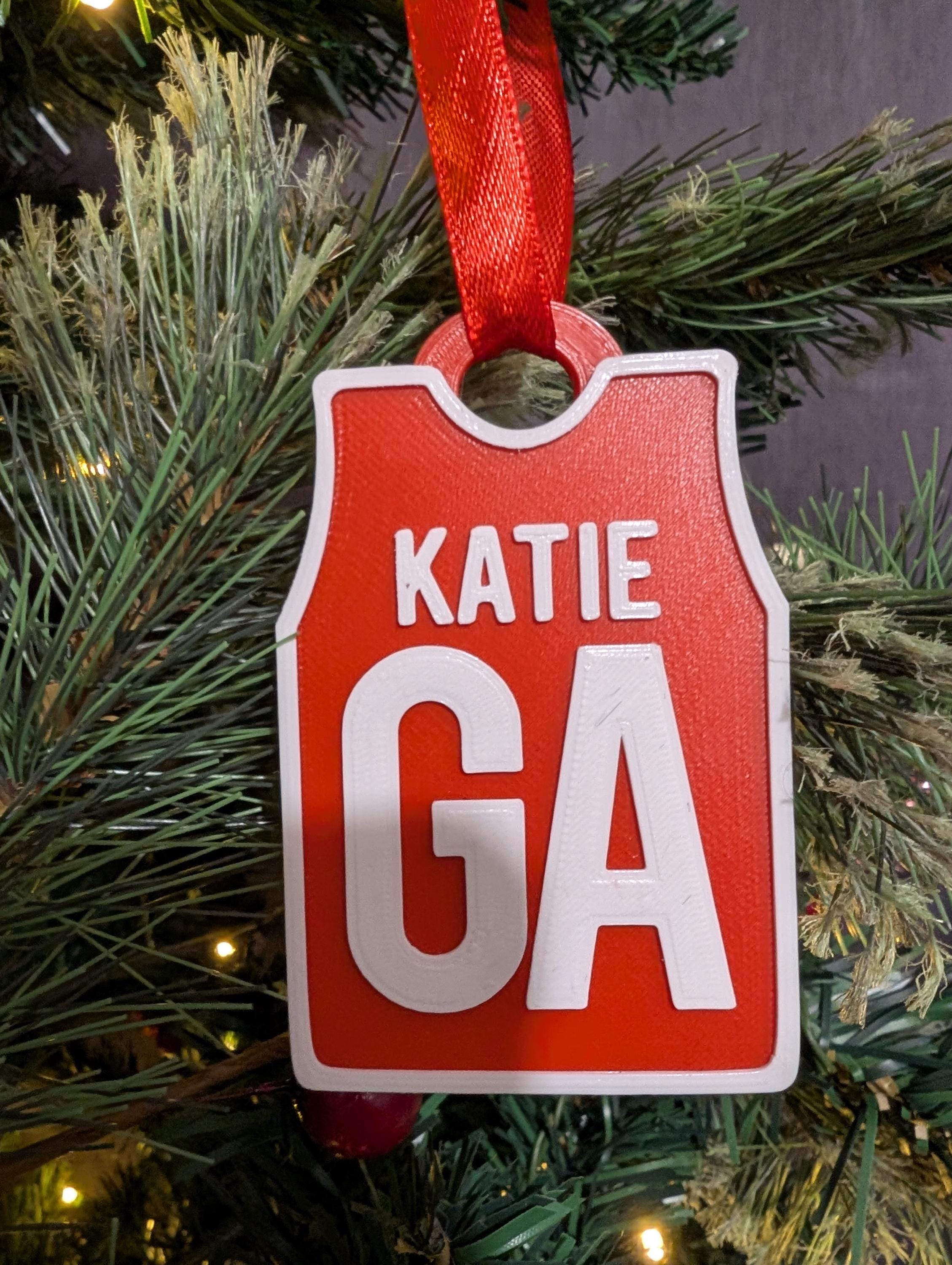 Personalised Netball Shirt Bauble, Netball Party Filler, Netball Team Bauble, Netball Gift, Netball Player Decoration, Netball Christmas