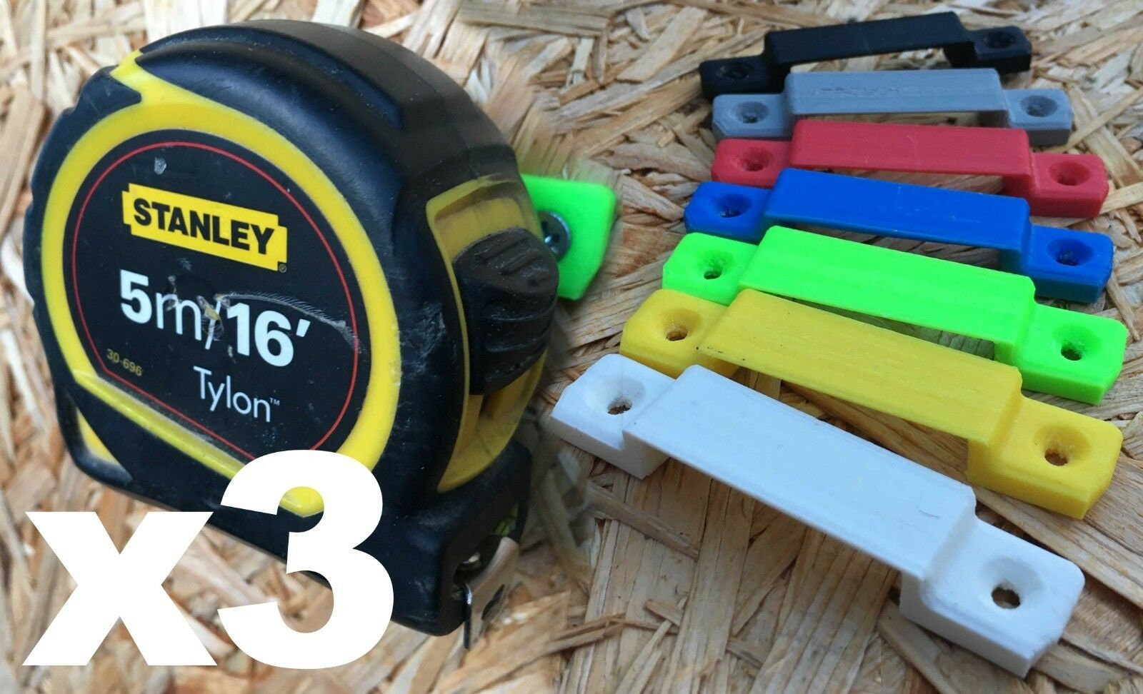 Tape Measure Holder / Wall Mount / Bracket / Clip for Shed, Van or Workshop (x3)