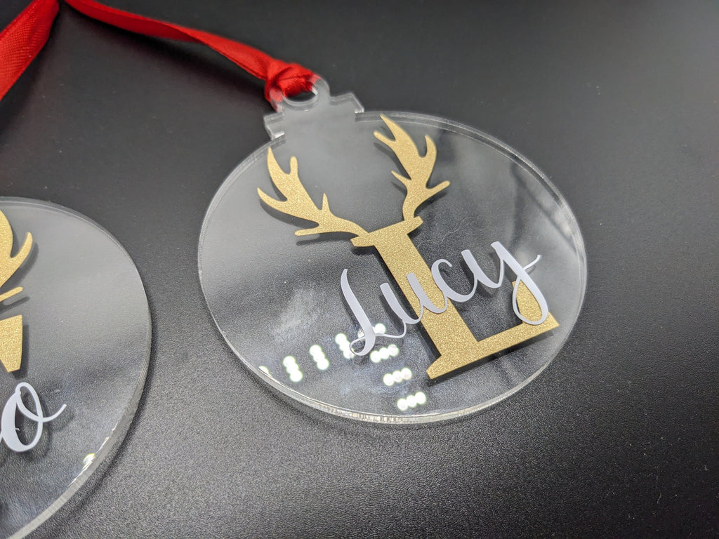 Personalised Initial Bauble, Deer Bauble Gift, Antler Personalised Bauble, Personalised Decoration, Christmas Bauble Decoration, Bauble Gift