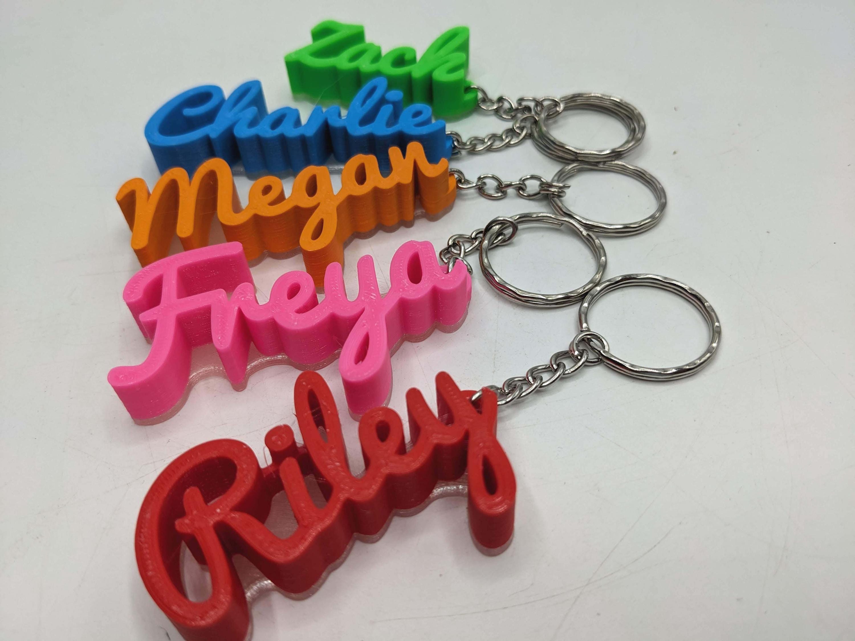 Personalised Keyring, Personalized Keychain, Pacifico Script Keyring, Border Keyring, Party Bag Filler, Under 5 Pound Gift, Book Bag Tag