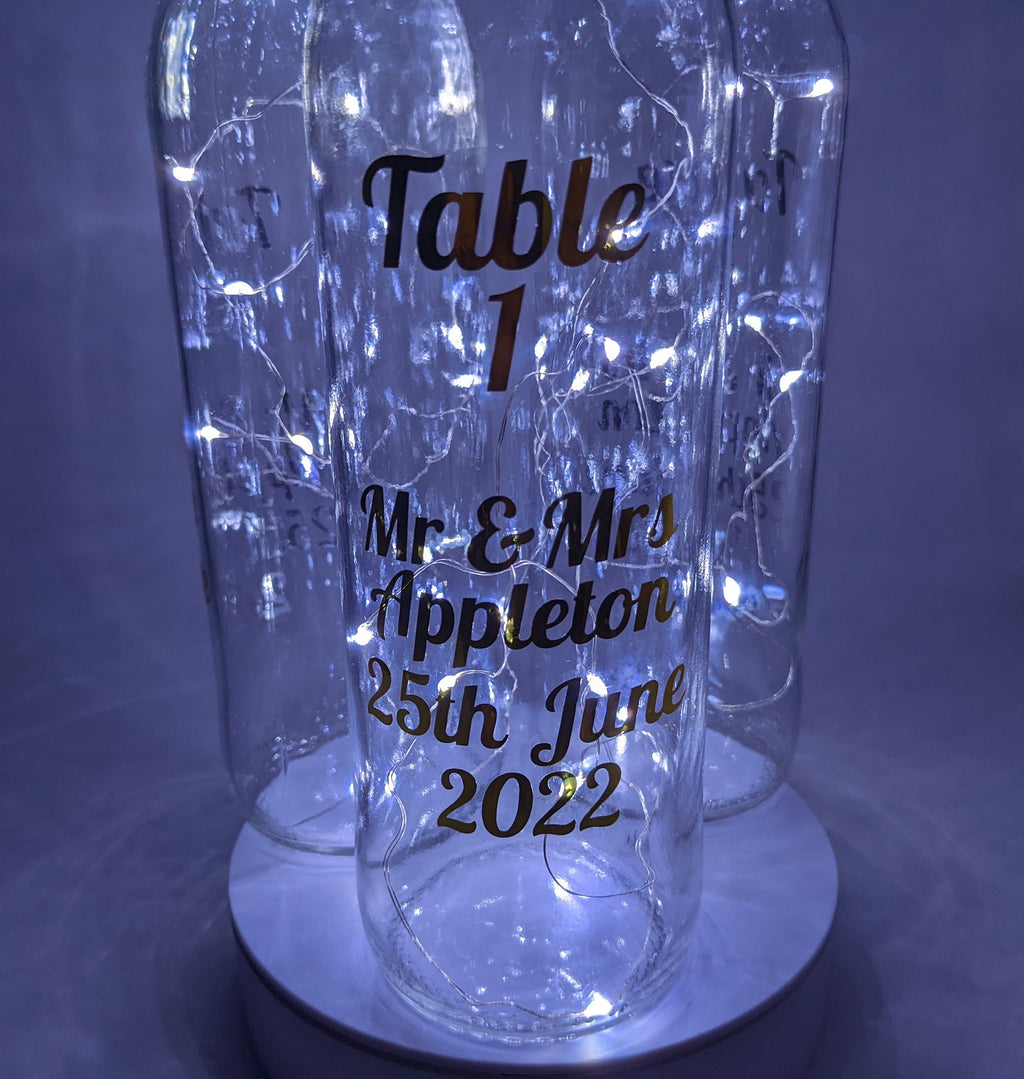 Personalised Wedding Table Bottle, Wedding Table Centrepiece, Wedding Décor, Wedding Table Decoration, Wedding Lights, Wedding Decoration
