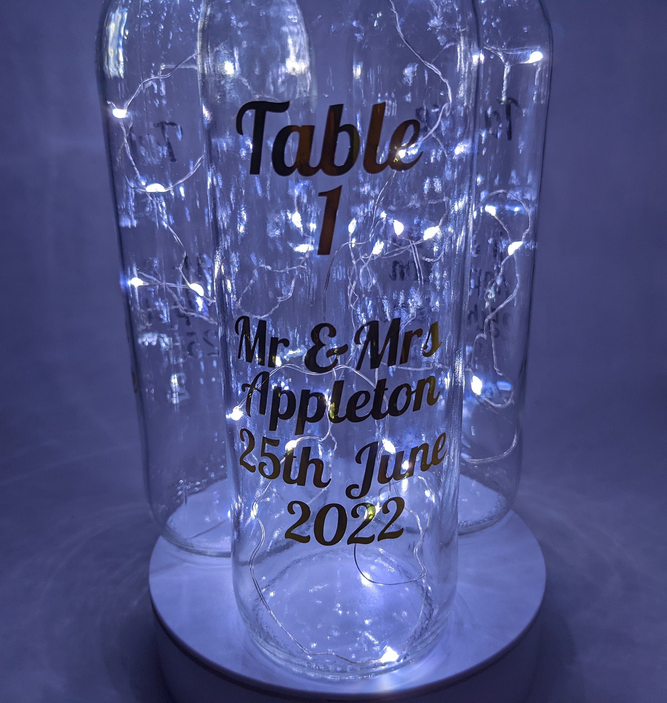 Personalised Wedding Table Bottle, Wedding Table Centrepiece, Wedding Décor, Wedding Table Decoration, Wedding Lights, Wedding Decoration
