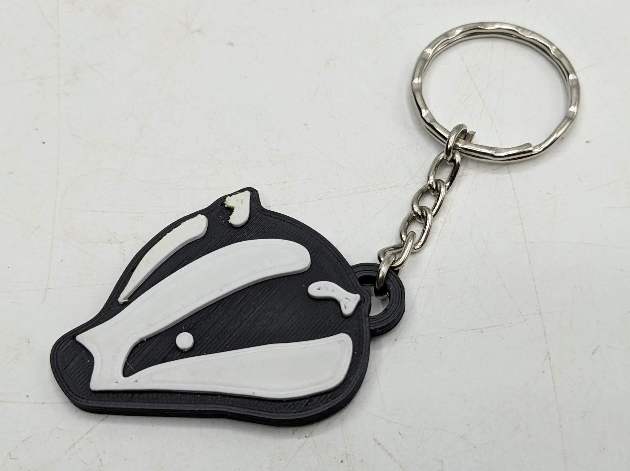 Badger Keyring / Badgers Head Key Chain / Badger Bag Tag Charm / Wildlife Keyring / Under 5 pound / Badger Keychain / Badger Gift / Badgers