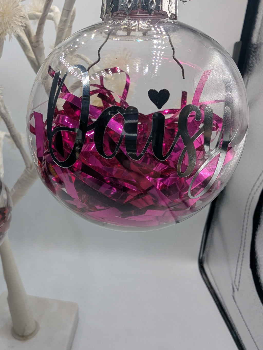 Personalised Tinsel Bauble, First Christmas, Custom Bauble, Memorial Bauble, Tree Custom Decoration, Personalised Christmas Ornament Gift