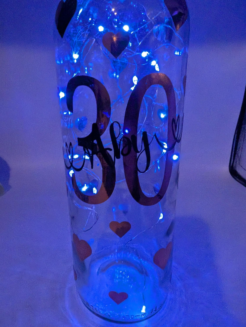 Personalised 30th Light Up Bottle, Milestone Birthday, Special Birthday Gift, 30th Birthday Keepsake, Special 30th Present, Custom Age &amp; Name A Beautiful keepsake for a Special Birthday
