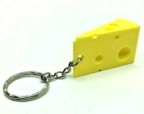 Swiss Cheese Style Keyring, Cheese Lovers Keyring, Keyring in the Shape of Cheese, Cheese Wedge Keyring, Cheese Charm, Food Keyring, Cheesy