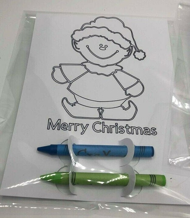 Stocking Filler Colouring & Crayons X2 / Christmas Eve Box Filler / Party Bag Filler / Christmas Colouring Sheet / Gift for Children / Xmas