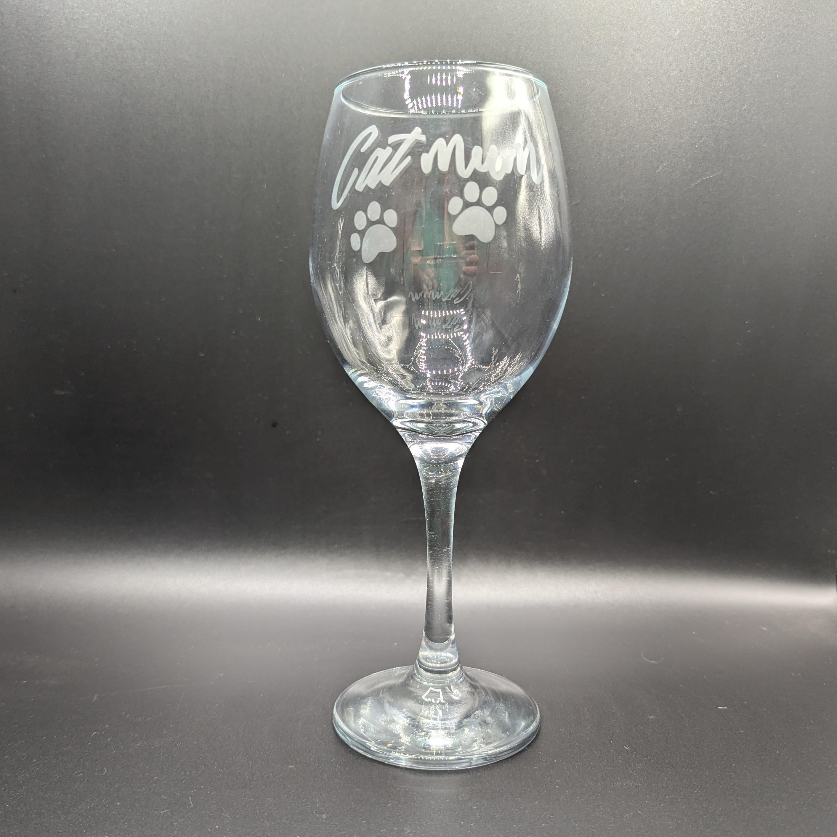 Etched Cat Mum Glass, Cat Mum Gin/Wine/Latte/Prosecco Glass, Mother's Day Gift, Mum  Cat Gift, Cat Mam Glass, Christmas Gift, Cat Mom Glass