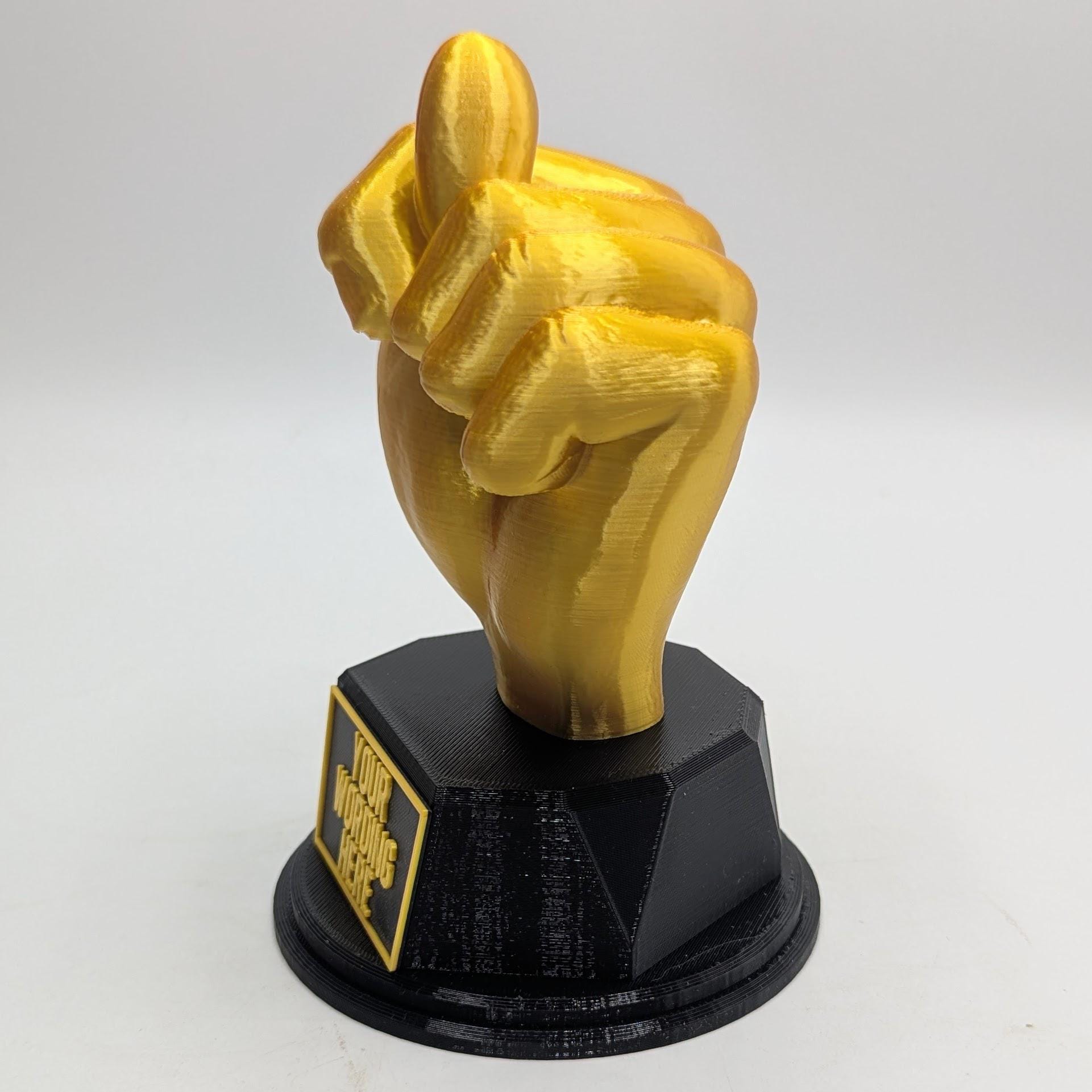 Personalised Got Your Nose Trophy, Hand Shape Gift, Got Your Nose Award, Nose Joke Gift, Custom Trophy Award, Novelty Nose Award, Gold Hand