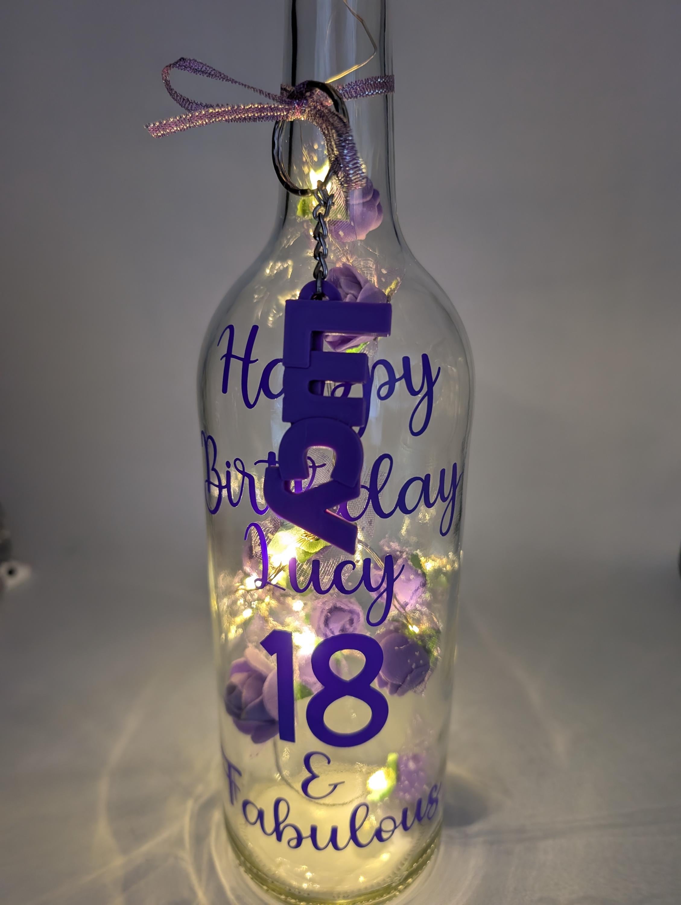 Personalised Light up Bottle, 18th Birthday For Her, Special 18th Gift, Milestone Birthday, 18 Birthday Present, Personalised Birthday Gift