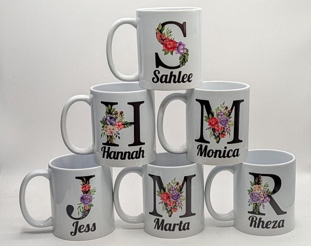 Personalised Name & Initial Mug / Floral Personalised Gift / Birthday Gift / Best Friend Gift / Custom Mug / Initial Mug / Birthday /Wedding