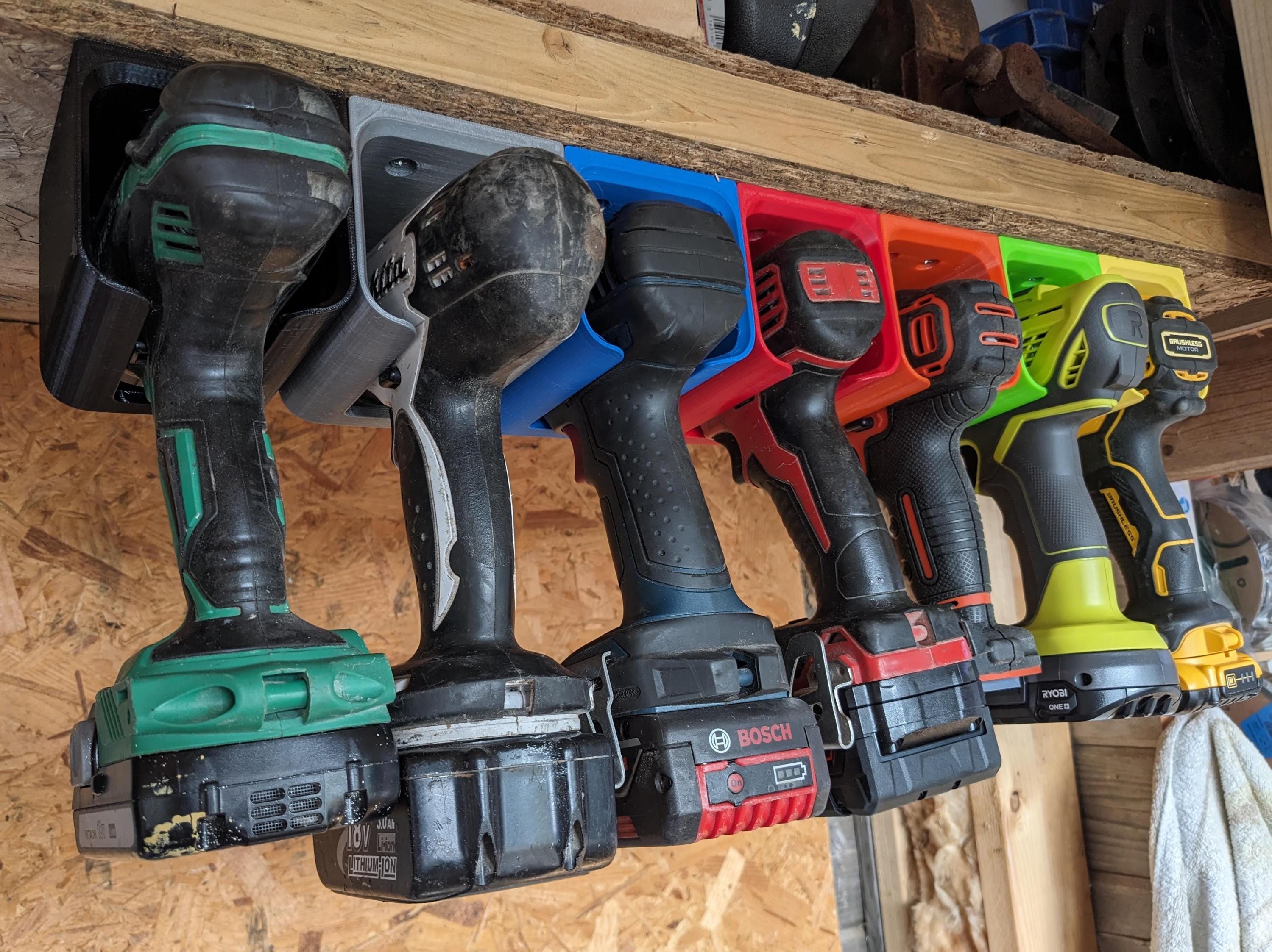 Universal Cordless Drill / Impact Driver Undershelf Holder / Roof / Wall Mount / Drill Mount for Cordless Drills / Drill Storage Holder