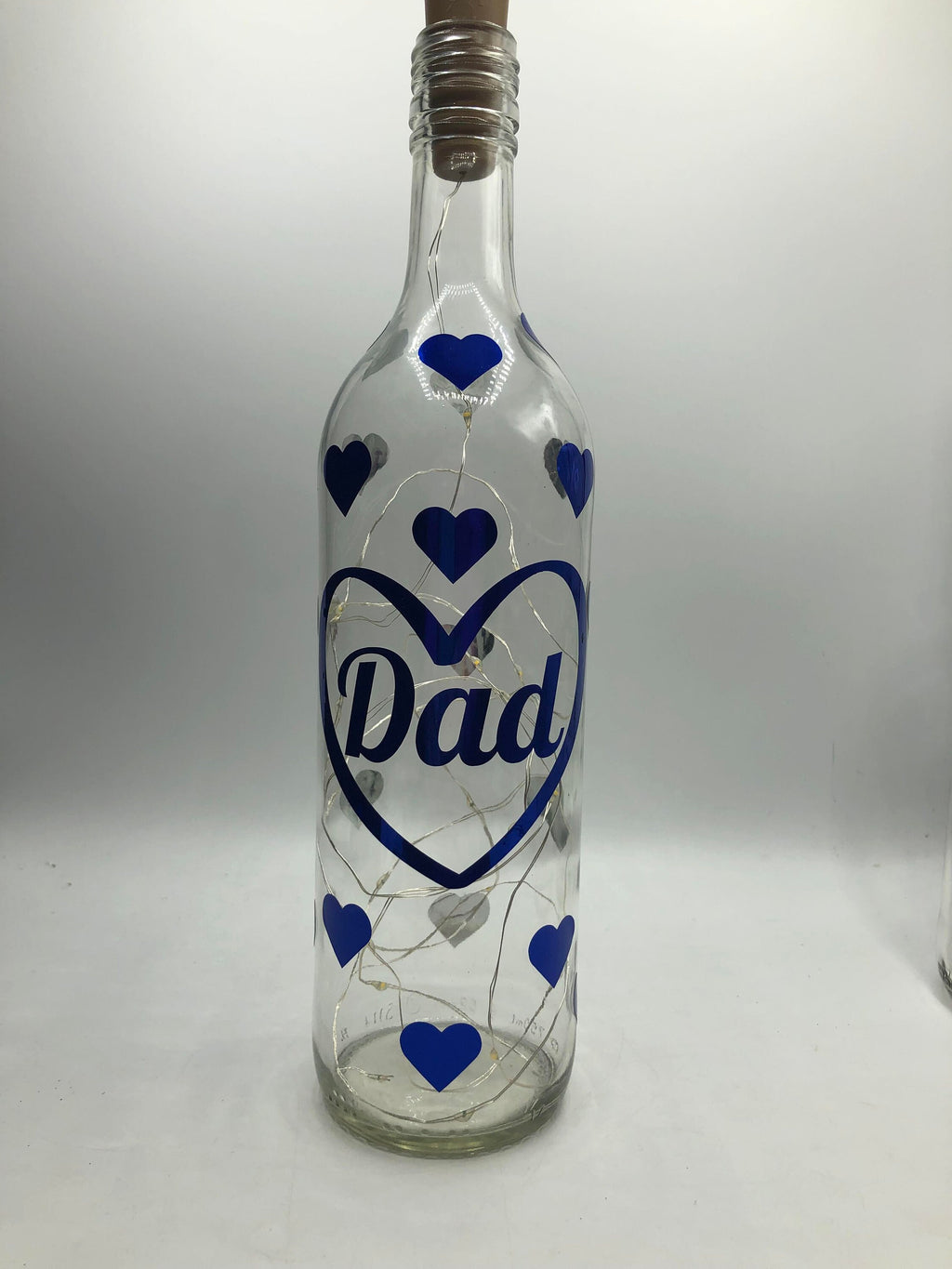 Dad Hearts LED Light Up Glass Bottle / Gift for Dad for Fathers Day / Fathers Day Gift / Gift for Dad's Birthday / Dad Christmas Gift / Dad