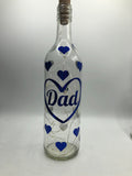 Dad Hearts LED Light Up Glass Bottle / Gift for Dad for Fathers Day / Fathers Day Gift / Gift for Dad's Birthday / Dad Christmas Gift / Dad